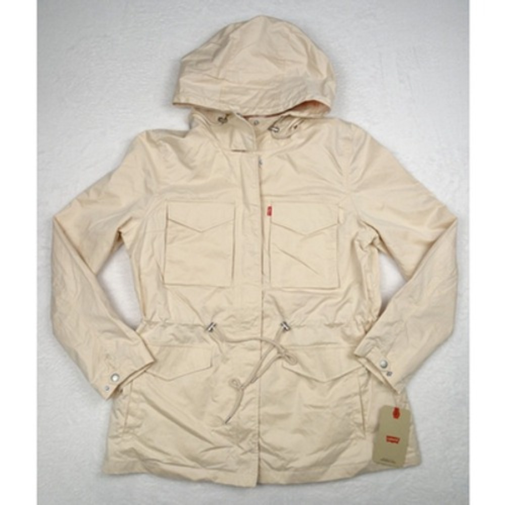 Levis Womens Jacket Size Large Peach Puree Pink Four Pocket Hooded Military NWT‎